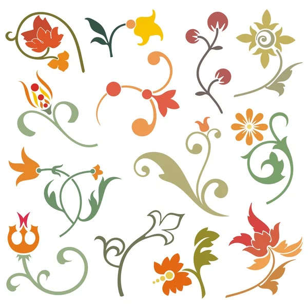 Elementos de diseño ornamental floral, serie vectorial . — Archivo Imágenes Vectoriales