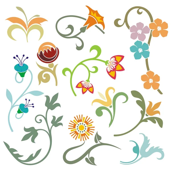 Elementos de diseño ornamental floral, serie vectorial . — Archivo Imágenes Vectoriales