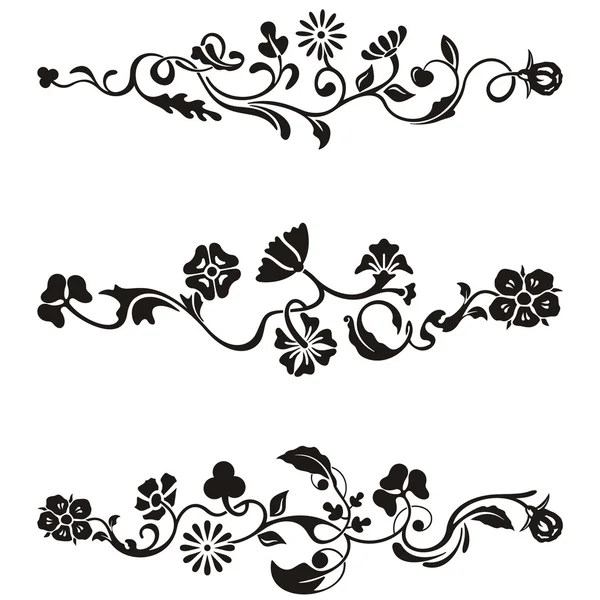 Diseños decorativos friso con detalles florales, serie vectorial . — Archivo Imágenes Vectoriales