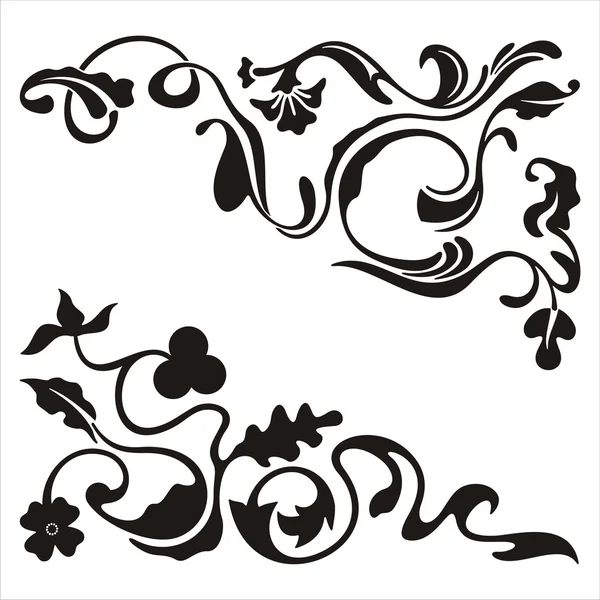 Ornamental corner designs with floral details, vector series. — Stock Vector