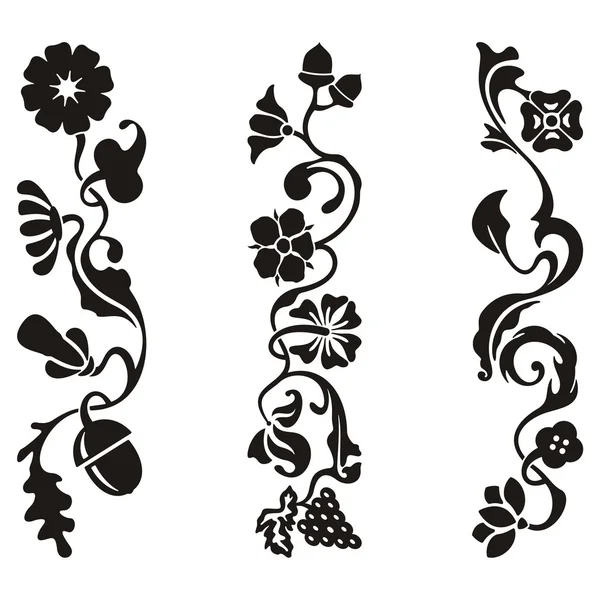Fregio ornamentale disegni con dettagli floreali, serie vettoriale . — Vettoriale Stock