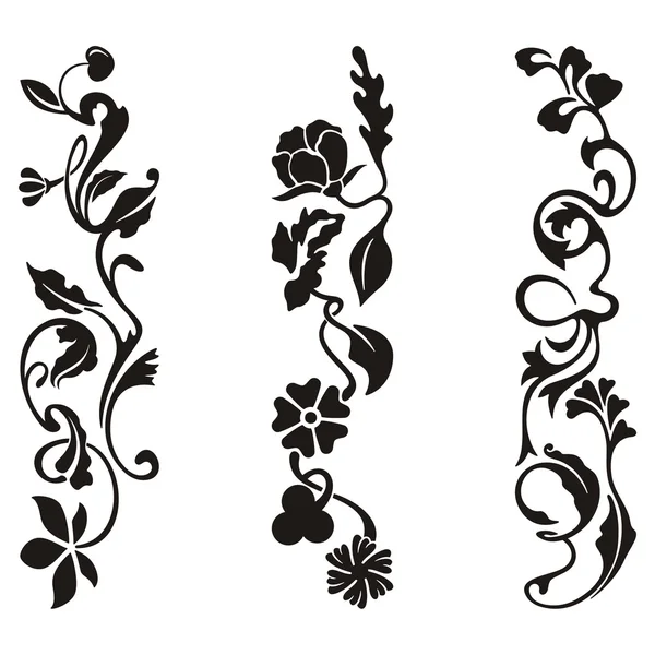 Ornamental frieze designs with floral details, vector series. — Stock Vector