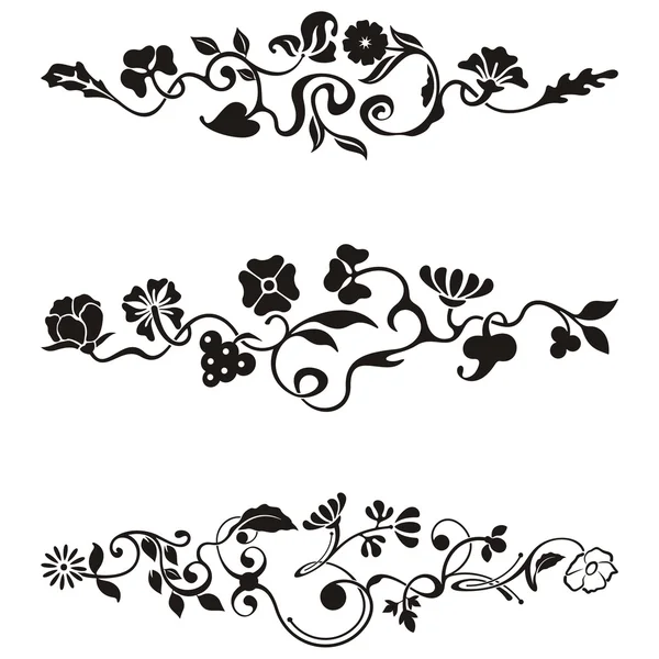 Декоративные фризы с цветочными деталями, векторные серии . — стоковый вектор