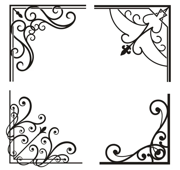 Exquisitos diseños ornamentales de esquina — Vector de stock