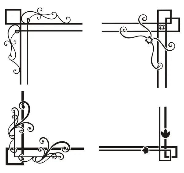 Squisiti disegni ornamentali angolari — Vettoriale Stock