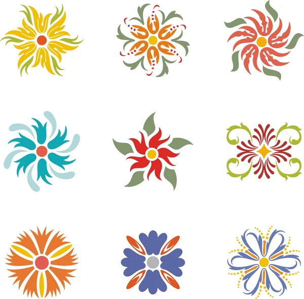 Un conjunto de coloridos diseños ornamentales indios . — Archivo Imágenes Vectoriales