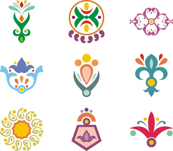 Un ensemble de motifs décoratifs indiens colorés . — Image vectorielle