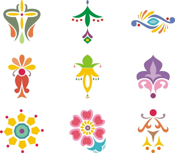 Un ensemble de motifs décoratifs indiens colorés . — Image vectorielle