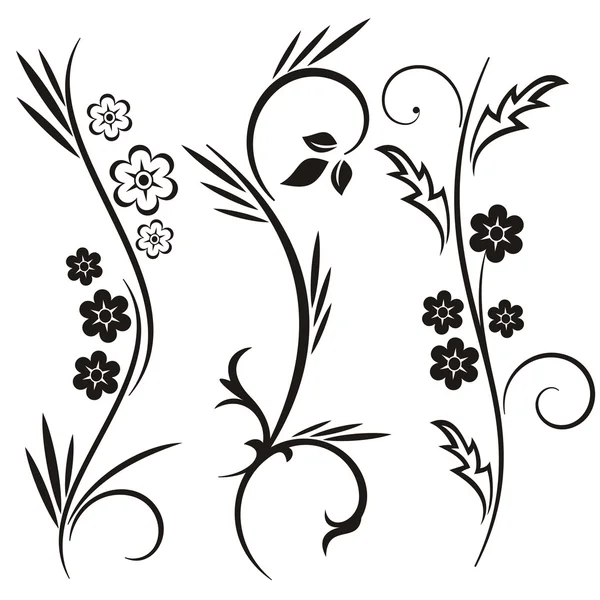 Un conjunto de 3 diseños florales japoneses — Vector de stock