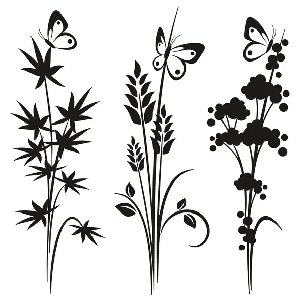 Eine Reihe von 3 floralen Designelementen. — Stockvektor