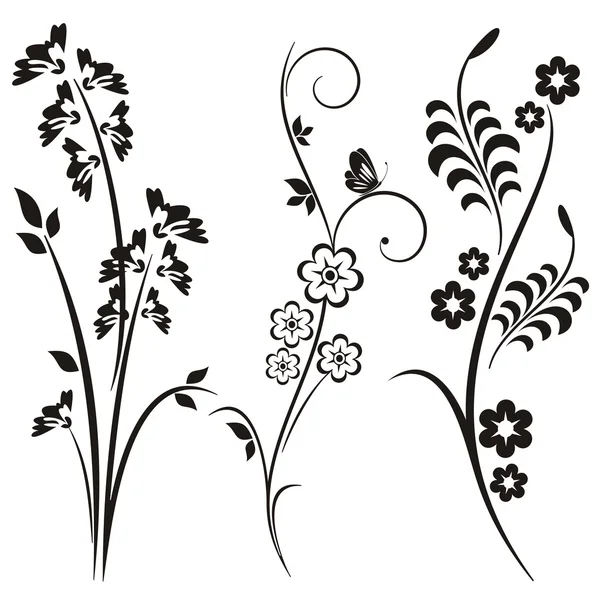 Un conjunto de 3 elementos de diseño floral . — Archivo Imágenes Vectoriales