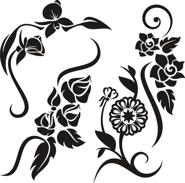 4 çiçek tasarım öğeleri kümesi.