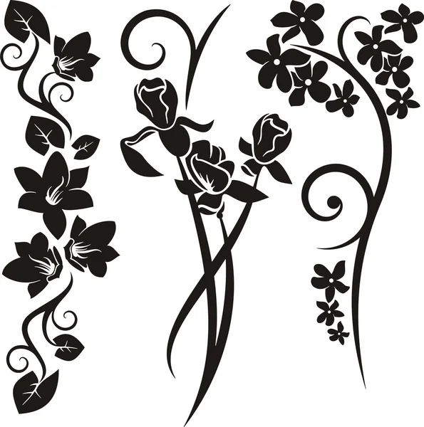 Un conjunto de 3 elementos de diseño floral . — Vector de stock