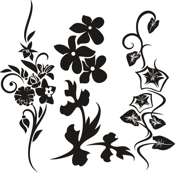 Eine Reihe von 3 floralen Designelementen. — Stockvektor