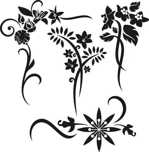 Un conjunto de 4 elementos de diseño floral . — Vector de stock