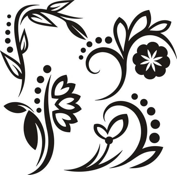 Un conjunto de 4 elementos de diseño floral . — Vector de stock