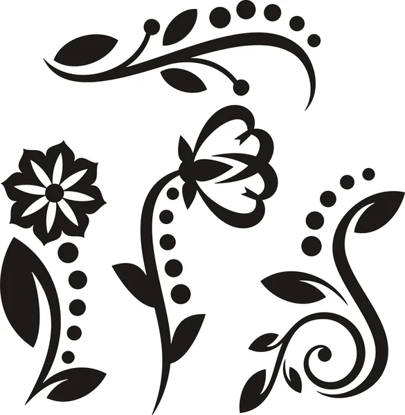 Un conjunto de 4 elementos de diseño floral . — Vector de stock