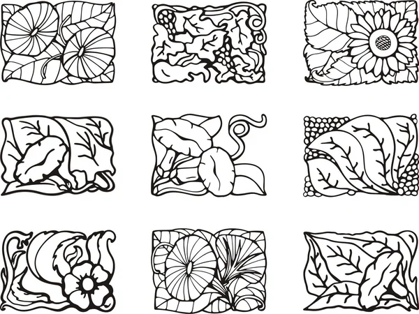 Floral rectangle design elements, vector series. — Stock Vector