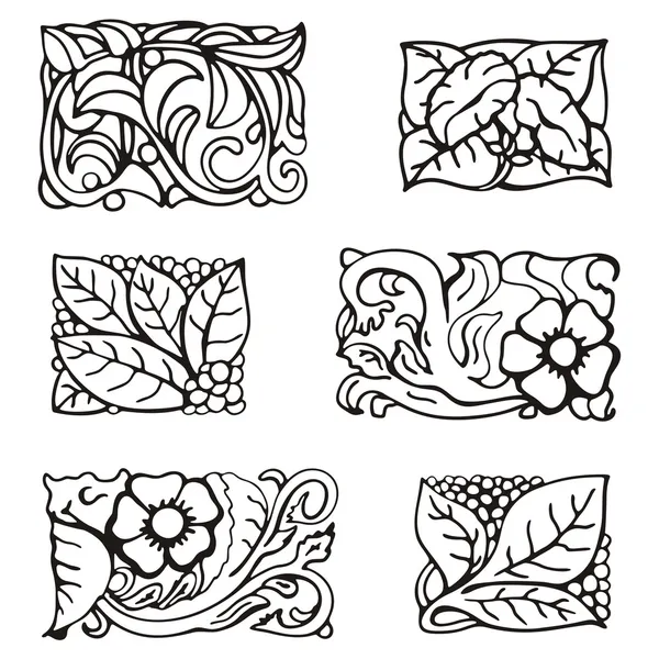 Elementos de diseño de rectángulo floral, serie vectorial . — Archivo Imágenes Vectoriales