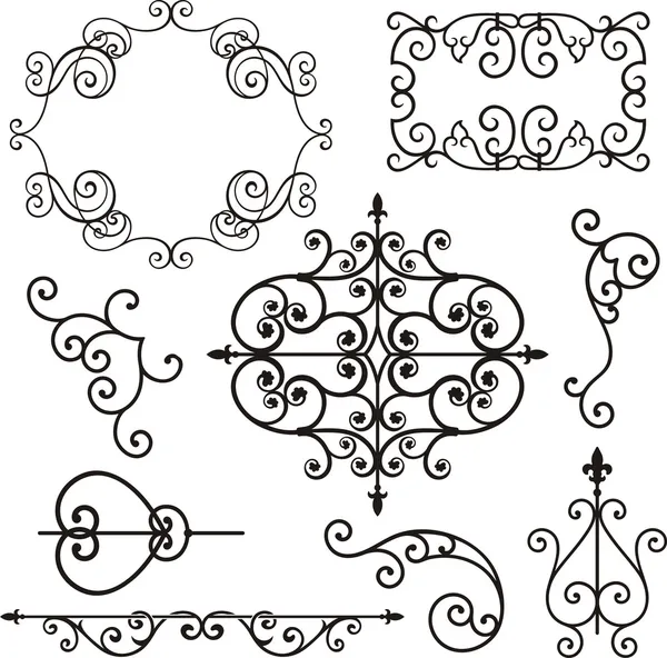 A set of 9 exquisitive and very clean ornamental designs. — Stock Vector