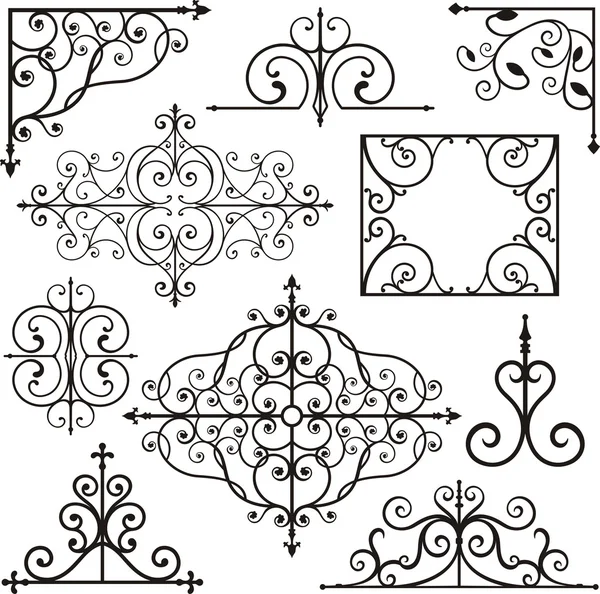 Un set di 9 disegni ornamentali squisiti e molto puliti . — Vettoriale Stock