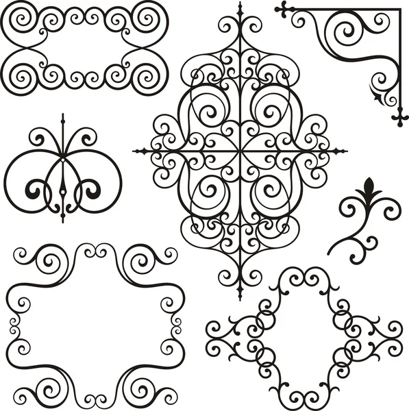 Un set di 7 disegni ornamentali squisiti e molto puliti . — Vettoriale Stock