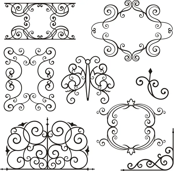 Un set di 8 disegni ornamentali squisiti e molto puliti . — Vettoriale Stock