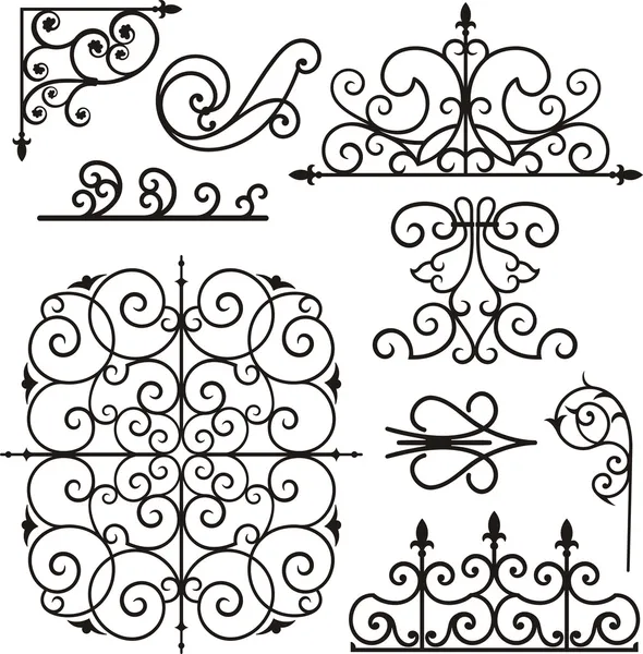 Un ensemble de 9 motifs ornementaux exquis et très propres . — Image vectorielle