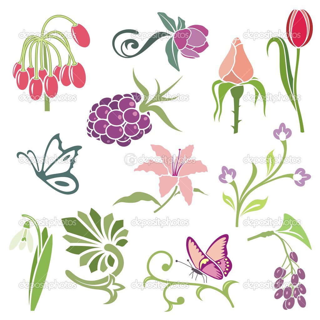 Floral ornamental design elements, vector series.