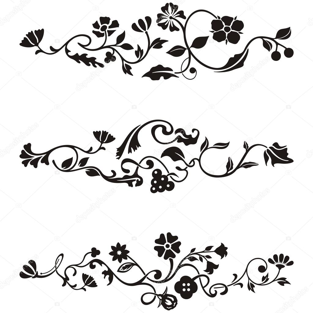 Motifs de frise ornementale avec des détails floraux ... Motifs de frise ornementale avec des détails floraux ...