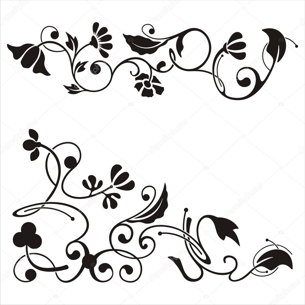 Ornamental corner designs with floral details, vector series.