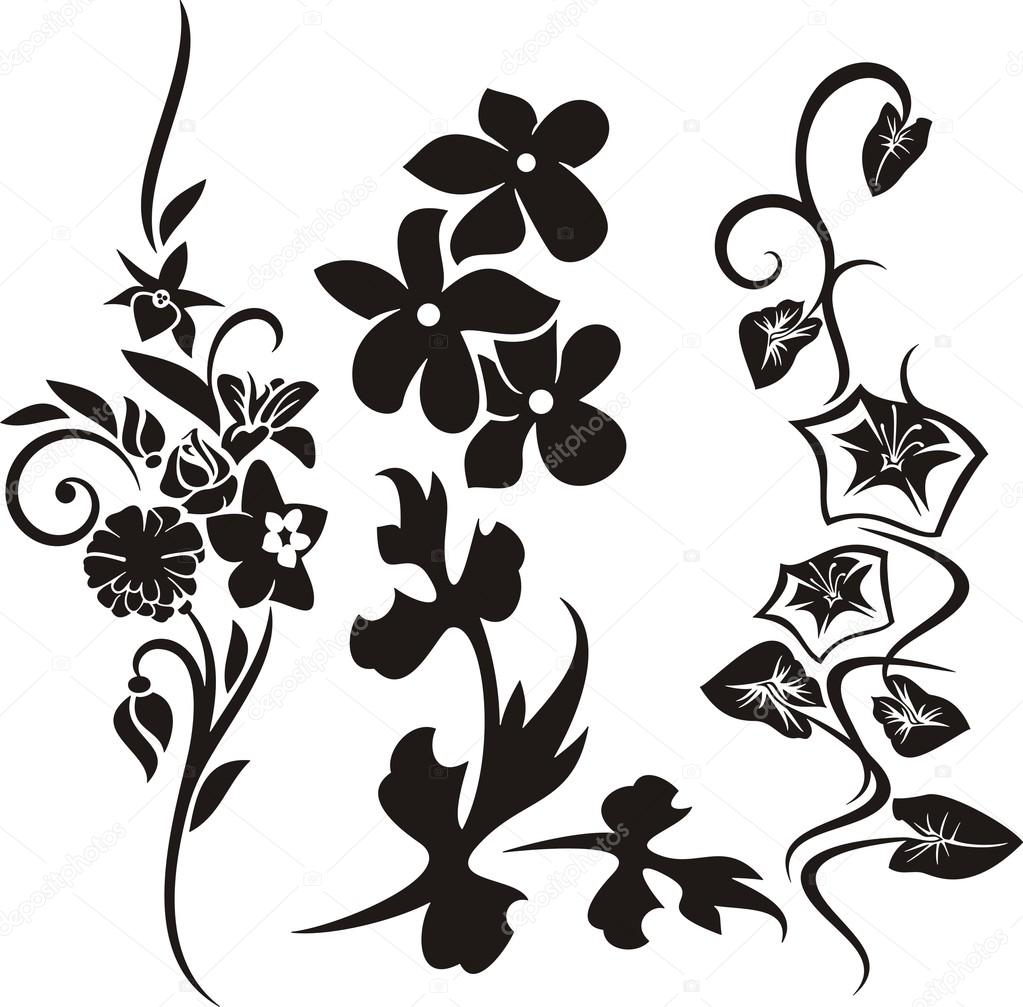A set of 3 floral design elements.