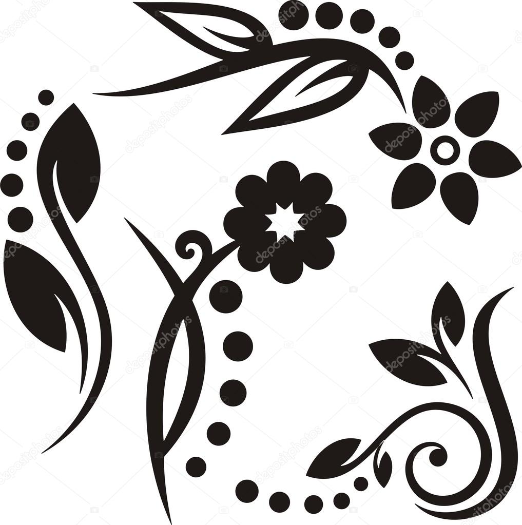 A set of 4 floral design elements.