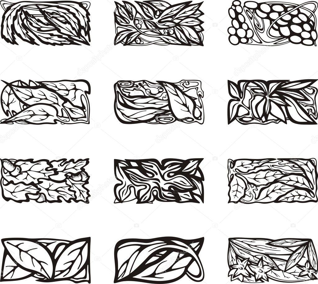 Floral rectangle design elements, vector series.