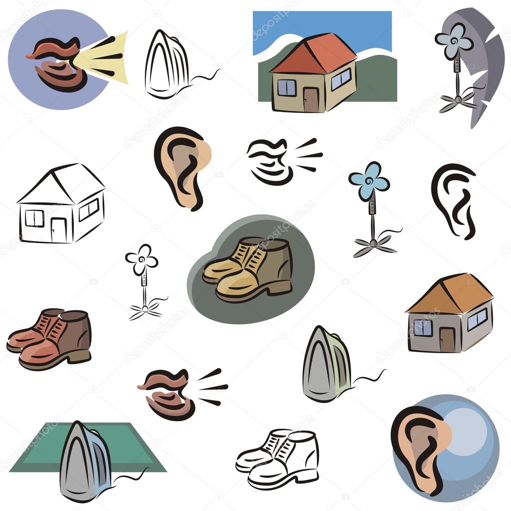 A vector set of various home icons in color, and black and white renderings.