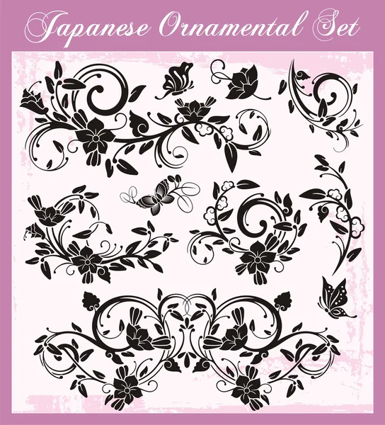 Japanse traditionele ornamenten vector set — Stockvector