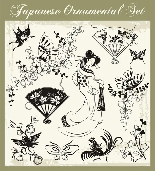 Conjunto de vetores de ornamentos tradicionais japoneses Ilustrações De Bancos De Imagens Sem Royalties