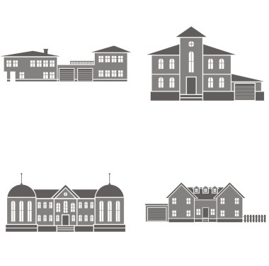 Dört ev, vektör çizimler.