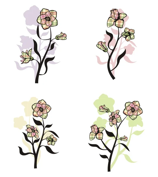 Conception florale dans un seul style, série d'illustrations vectorielles . — Image vectorielle