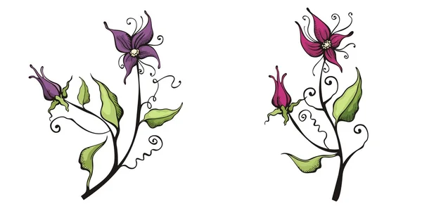 ベクトル イラスト シリーズの一つのスタイルで花のデザイン セット. — ストックベクタ