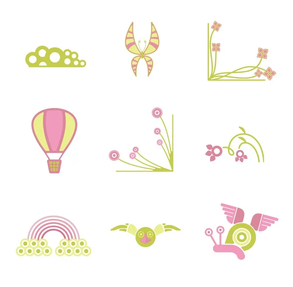 Elementos de diseño tema de primavera, serie de ilustración de vectores . — Vector de stock