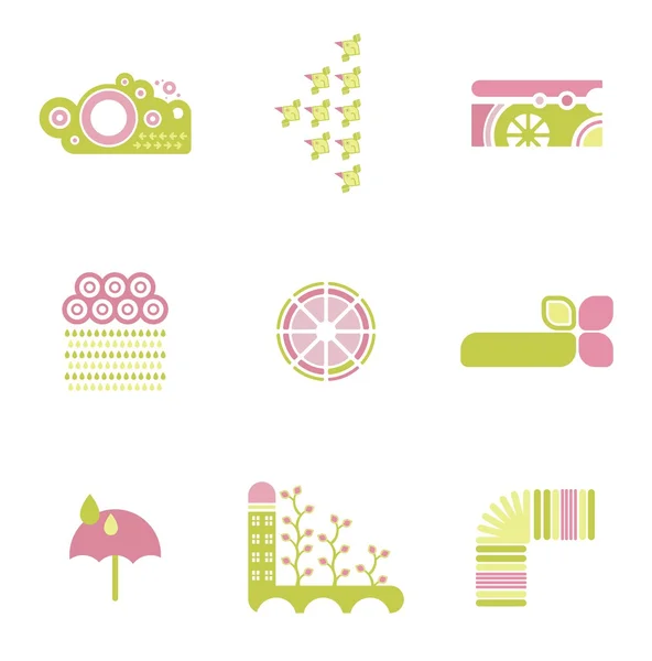 Elementos de design de tema de primavera, série de ilustração vetorial . — Vetor de Stock