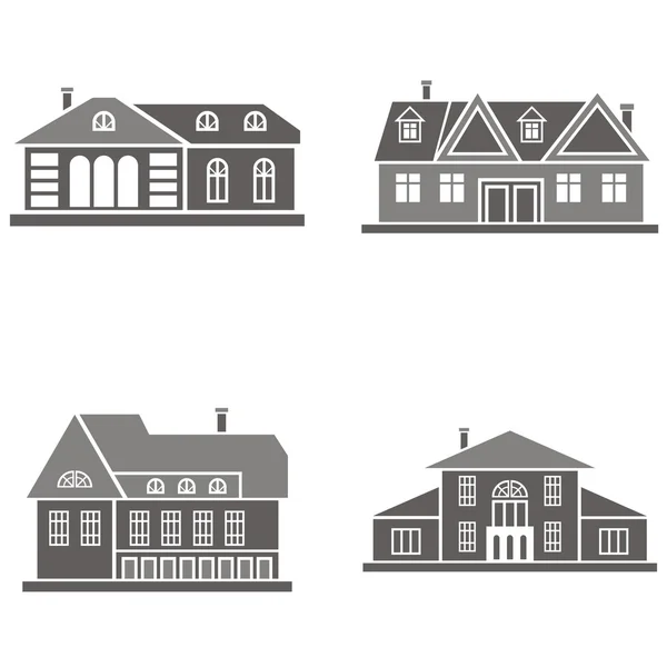 Vector illustrations of four houses. — Stock Vector