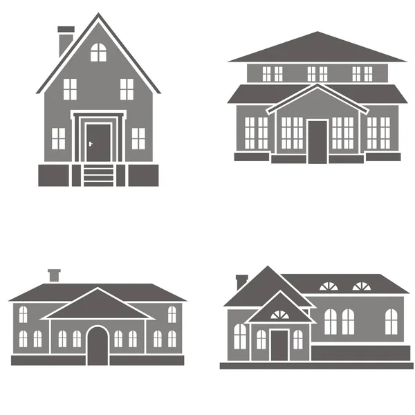 Illustrazioni vettoriali di quattro case . — Vettoriale Stock
