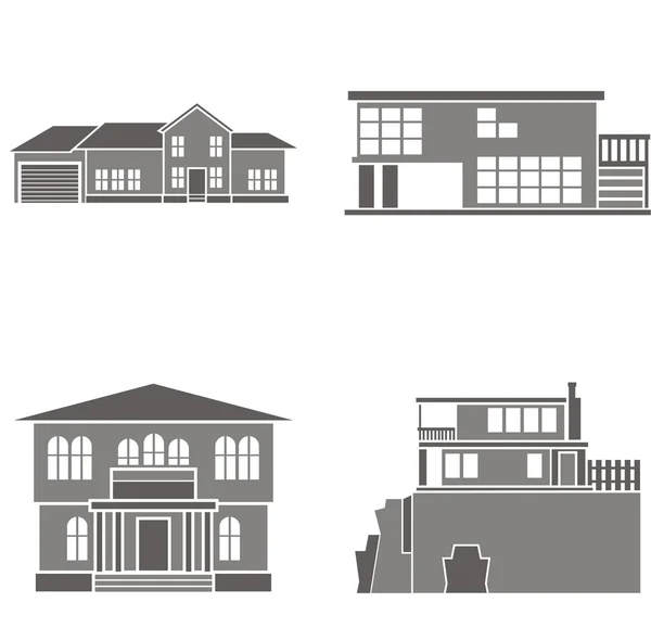 Vectorillustraties van vier huizen. — Stockvector
