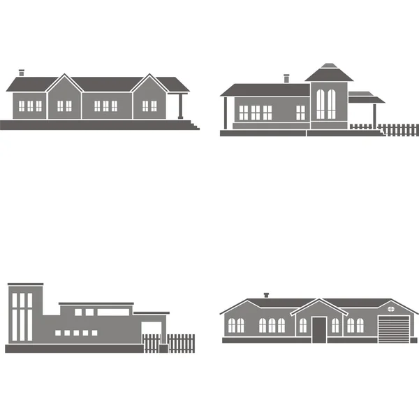 Векторные иллюстрации четырех домов . — стоковый вектор