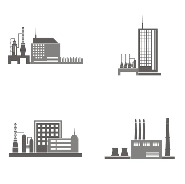 Vector illustrations of industrial buildings. — Stock Vector