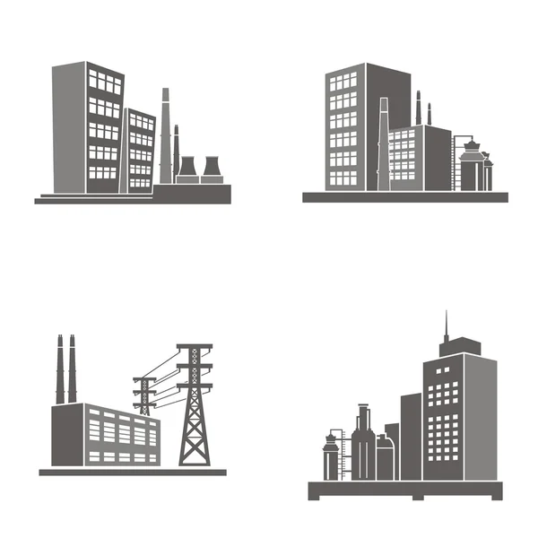 Ilustraciones vectoriales de edificios industriales . — Vector de stock