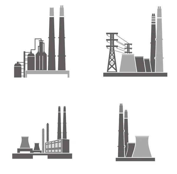 Vector illustrations of industrial buildings. — Stock Vector