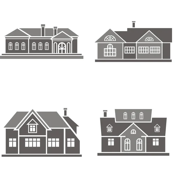 Illustrazioni vettoriali di quattro case . Grafiche Vettoriali